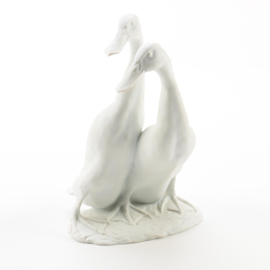 Kaiser German Bisque Porcelain Pair of Ducks Figurine by Giuseppe Tagliariol