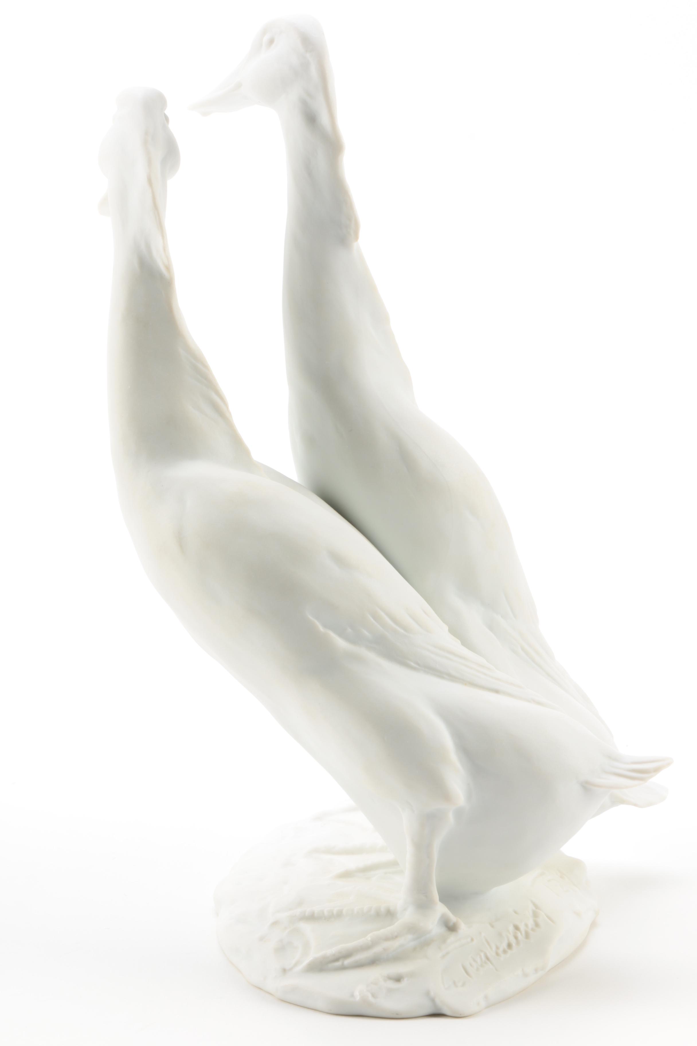 Kaiser German Bisque Porcelain Pair of Ducks Figurine by Giuseppe Tagliariol