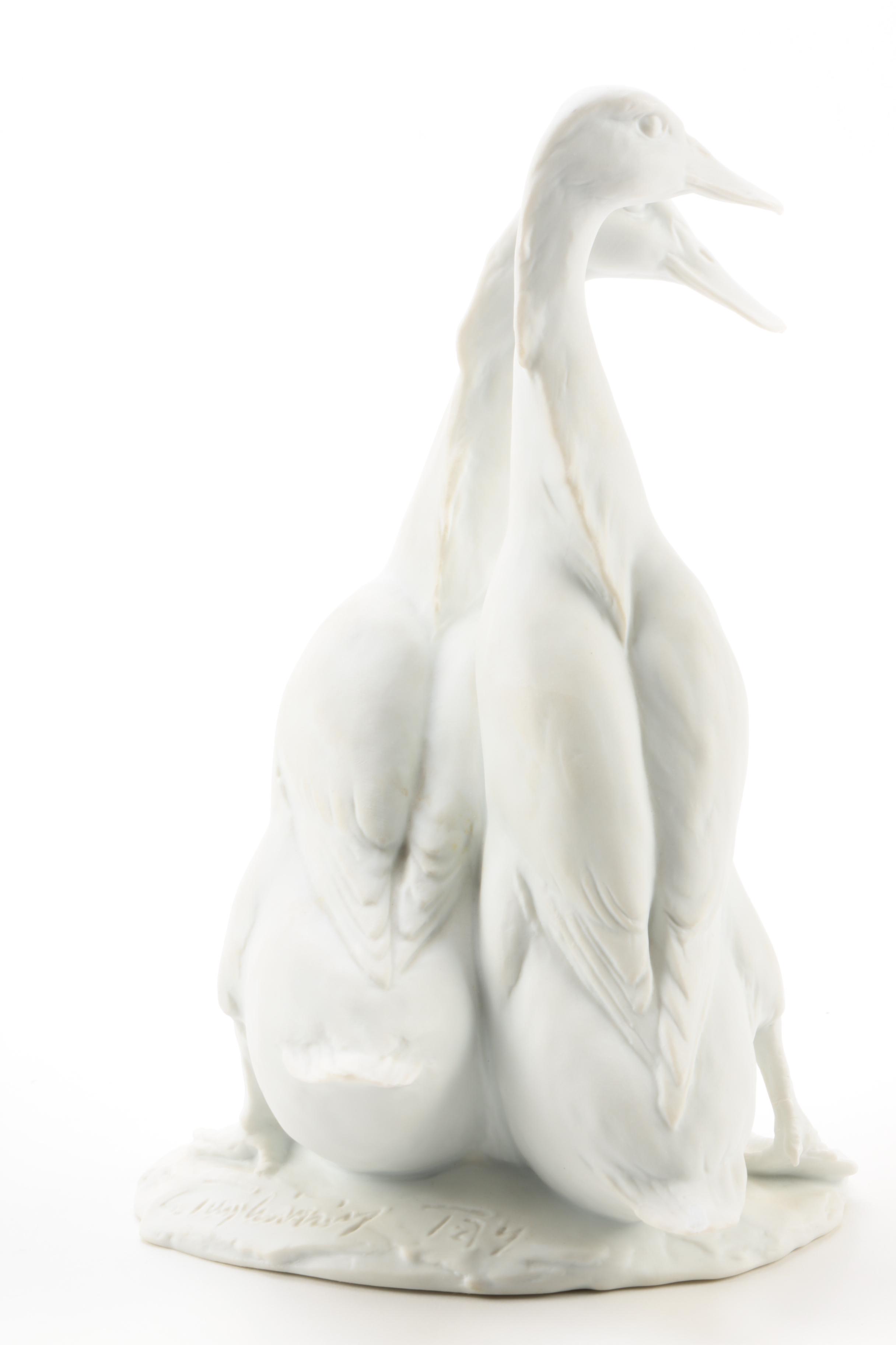 Kaiser German Bisque Porcelain Pair of Ducks Figurine by Giuseppe Tagliariol