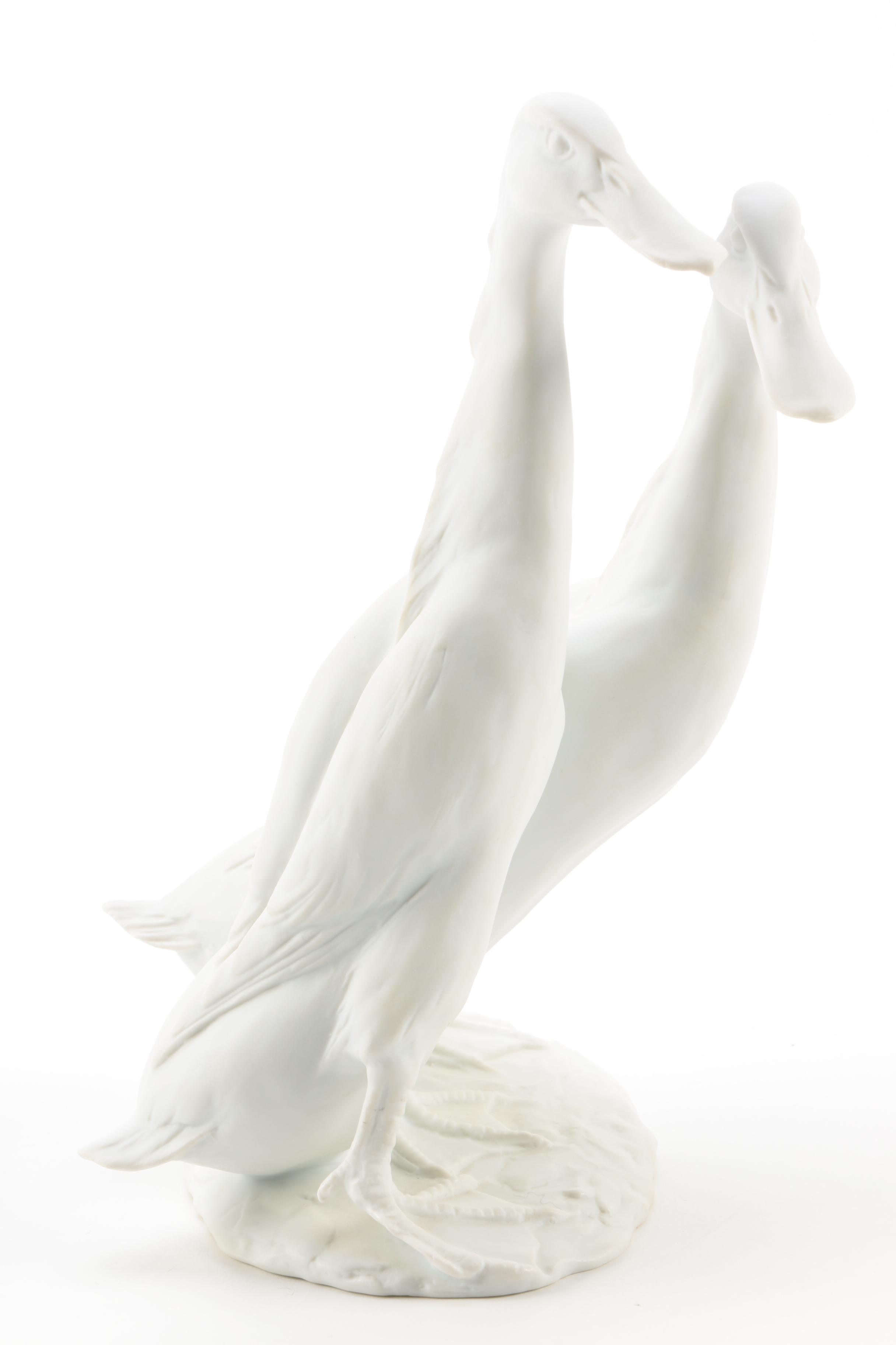Kaiser German Bisque Porcelain Pair of Ducks Figurine by Giuseppe Tagliariol