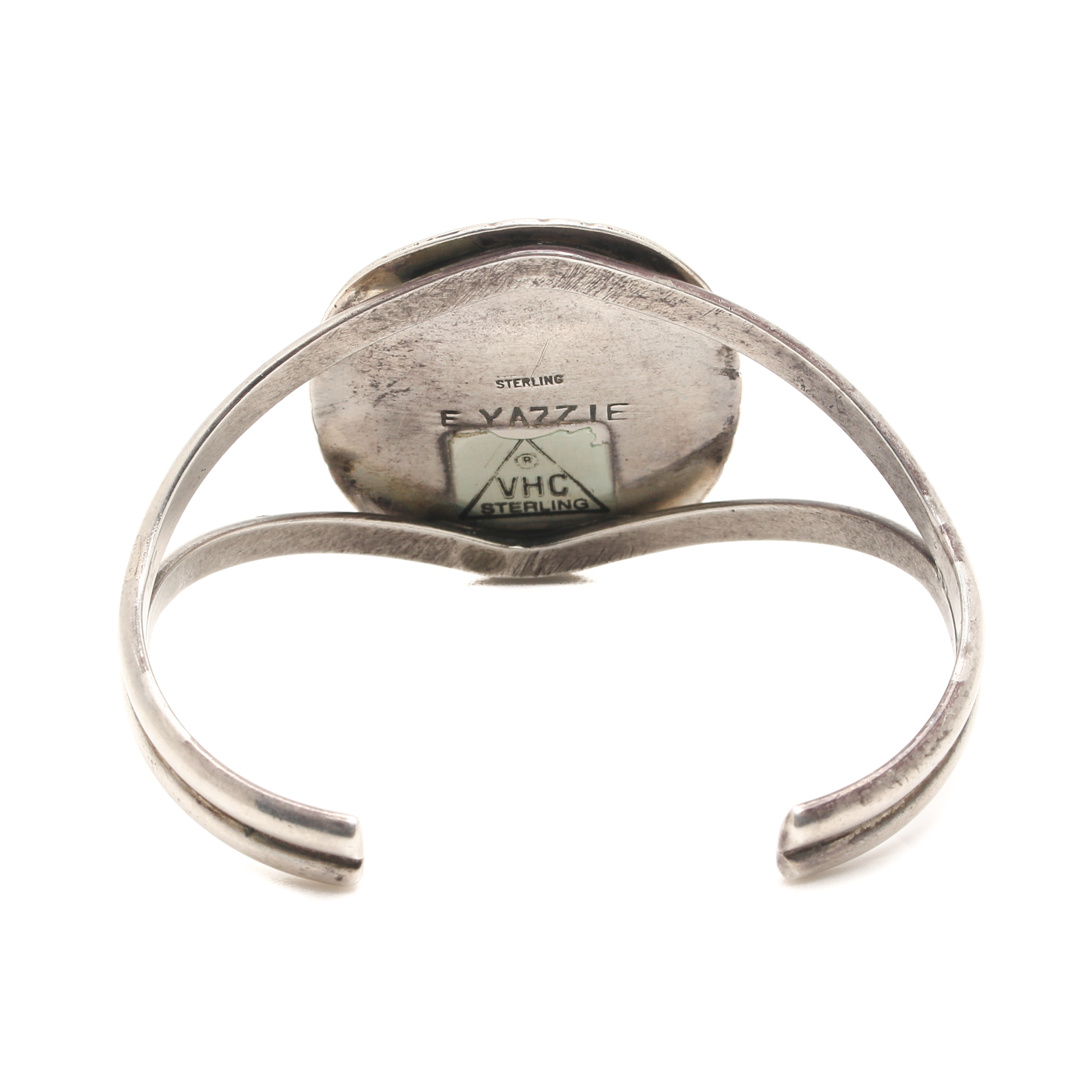 E. Yazzie Navajo Diné Sterling Silver Black Onyx Cuff Bracelet