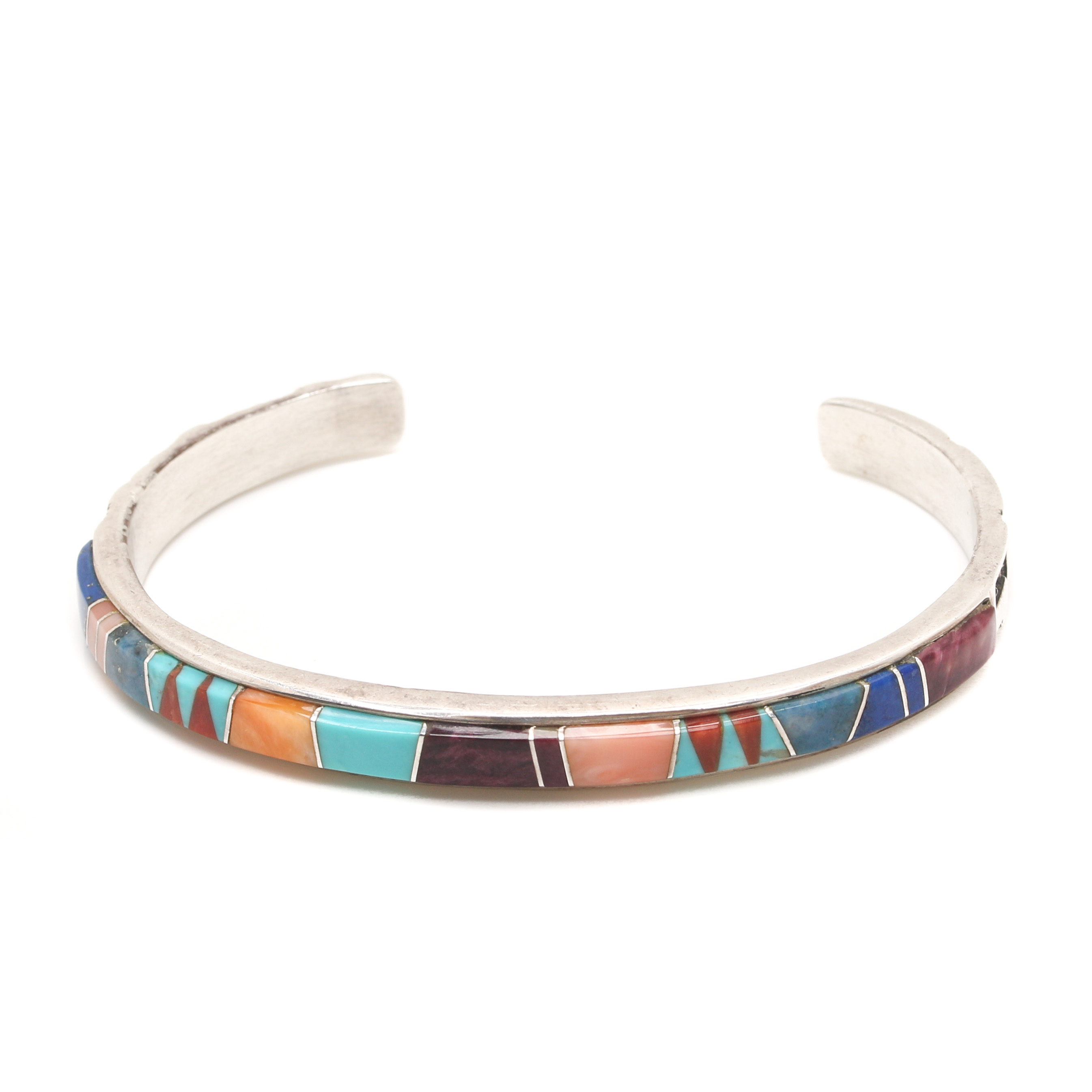 Marlene Watson Navajo Diné Sterling Silver Turquoise and Gemstone Inlay Bracelet