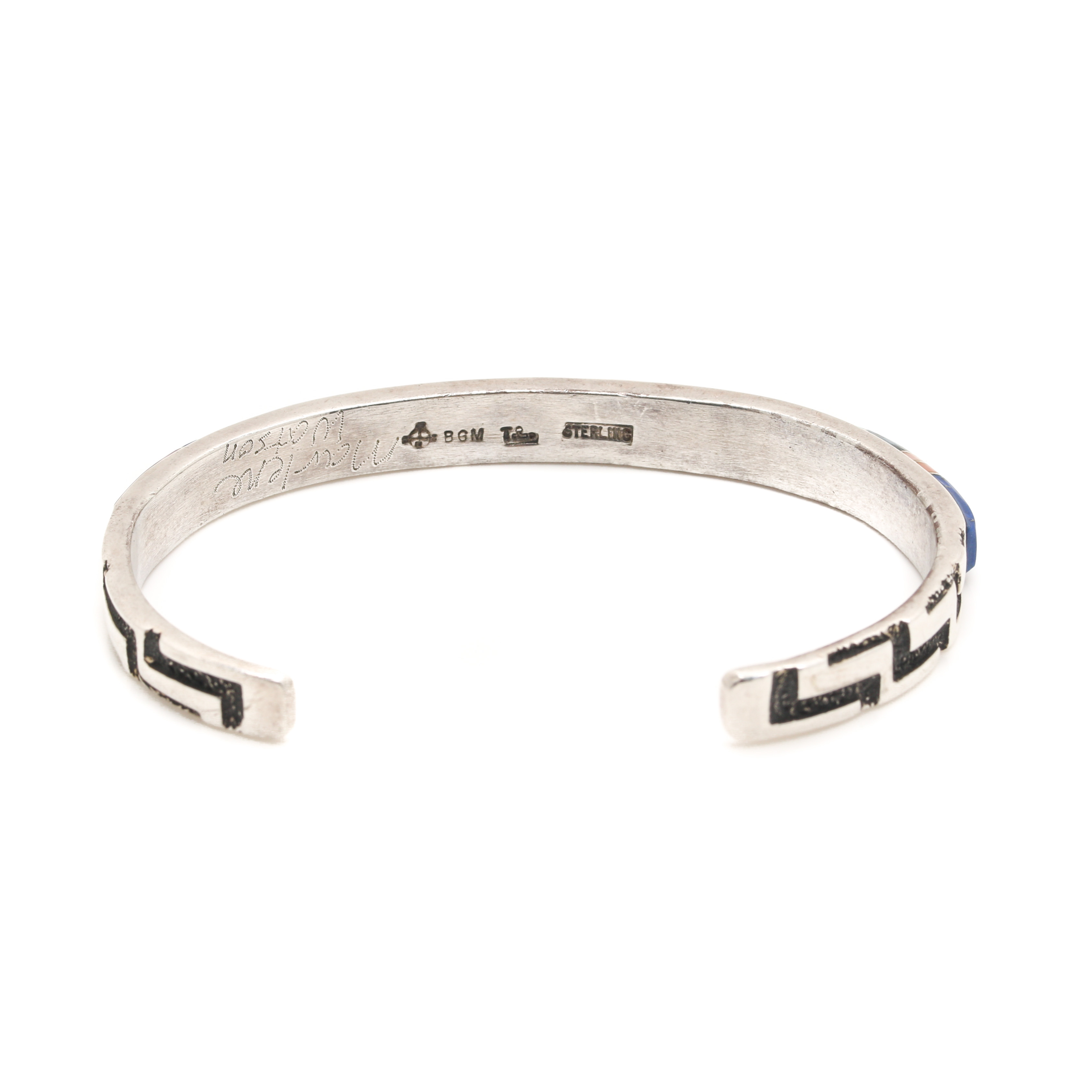 Marlene Watson Navajo Diné Sterling Silver Turquoise and Gemstone Inlay Bracelet