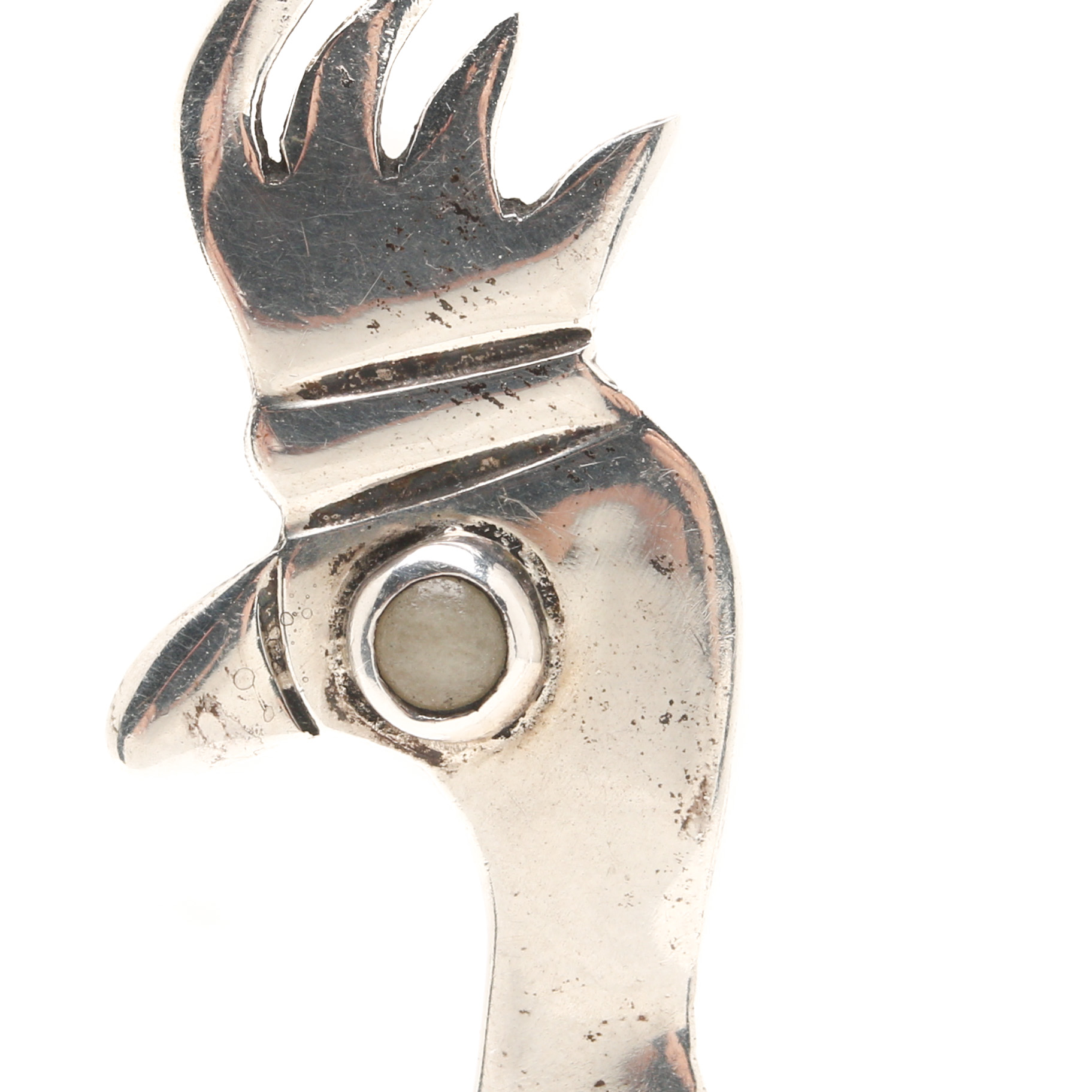 Sterling Silver Bangle Bracelet and Mexican Peacock Brooch Including Turquoise