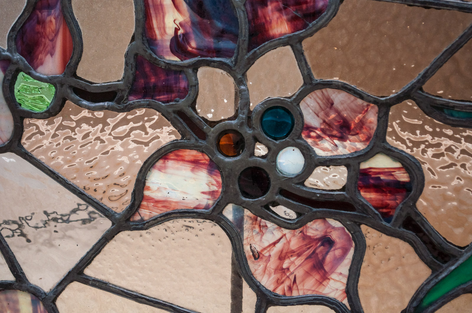 Substantial Antique Leaded Stained Glass Transom Window