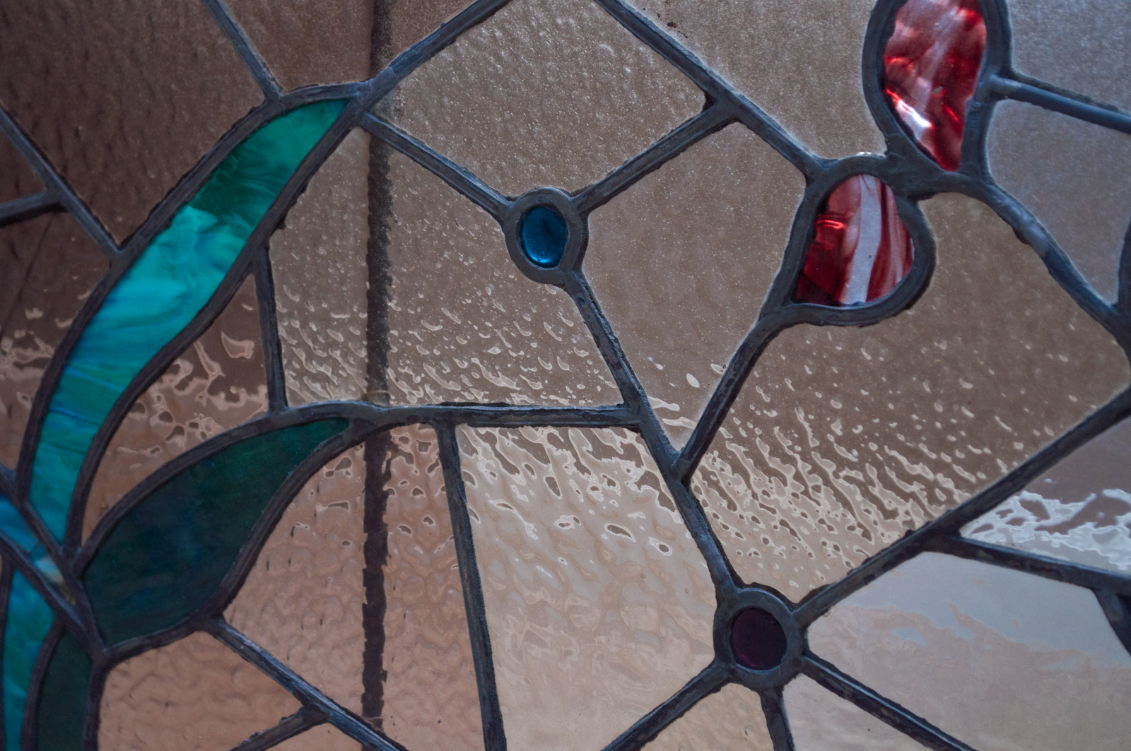 Substantial Antique Leaded Stained Glass Transom Window