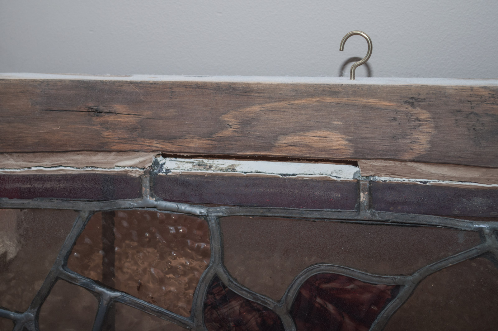 Substantial Antique Leaded Stained Glass Transom Window