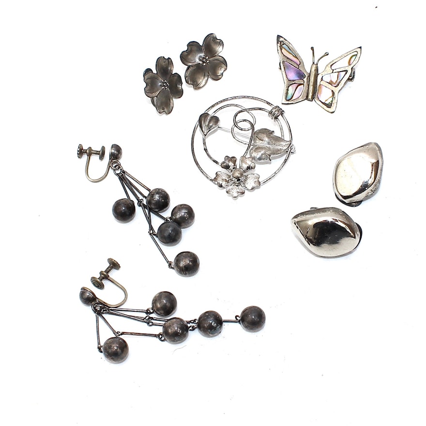 Sterling Silver Earrings and Brooches