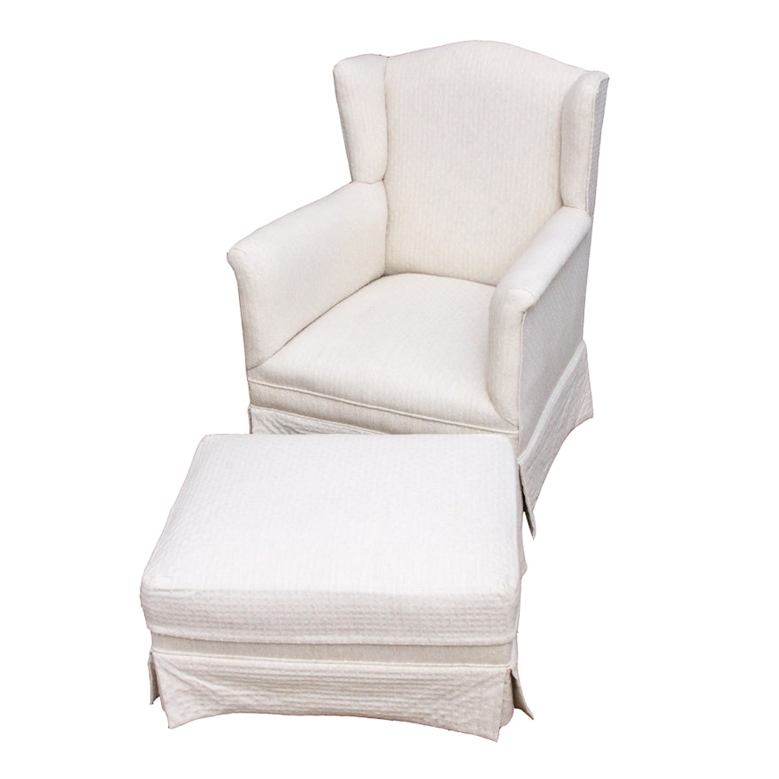 Upholstered Wingback Lounge Chair with Ottoman