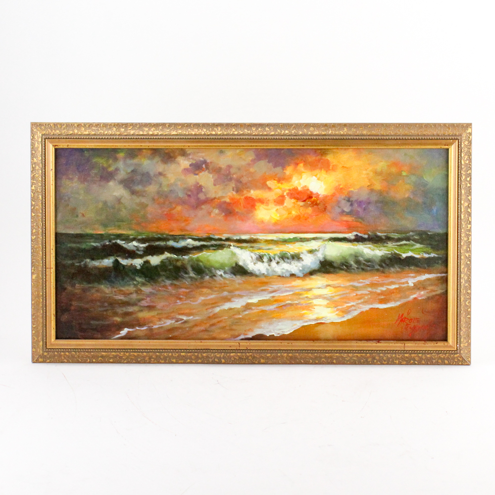 Oil Painting on Canvas of a Sunset on the Sea