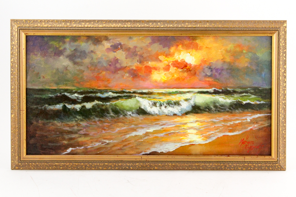 Oil Painting on Canvas of a Sunset on the Sea