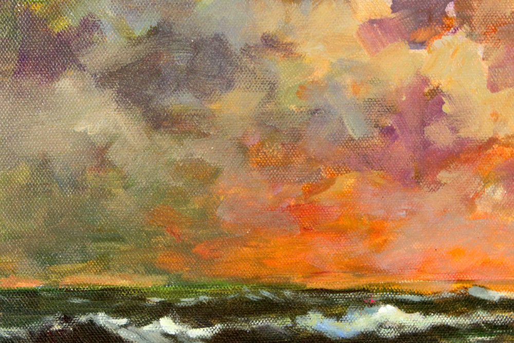 Oil Painting on Canvas of a Sunset on the Sea