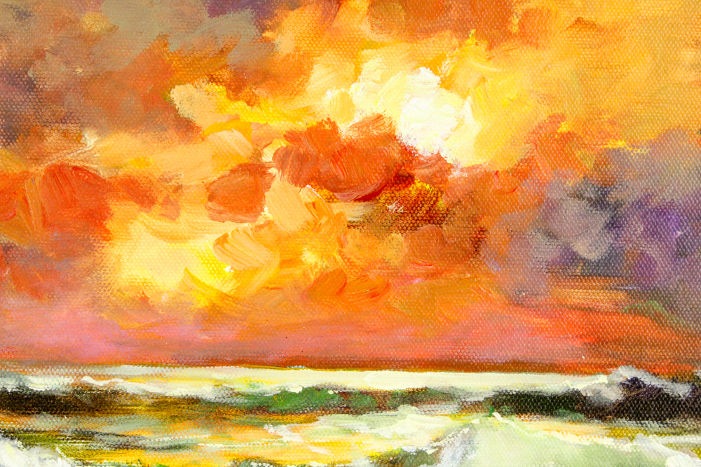 Oil Painting on Canvas of a Sunset on the Sea