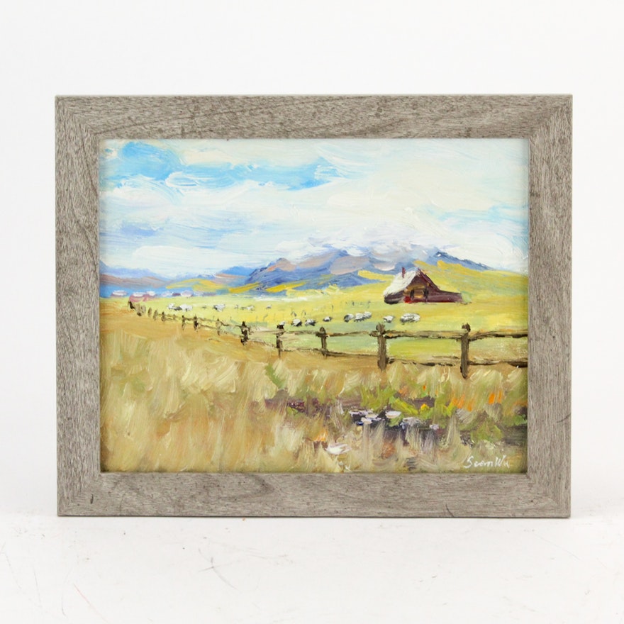 Sean Wu Farm Scene Oil Painting