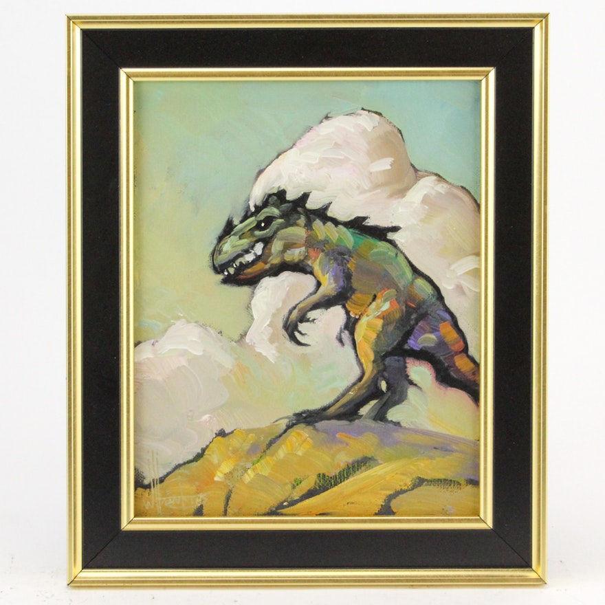 William Hawkins Dinosaur Oil Painting