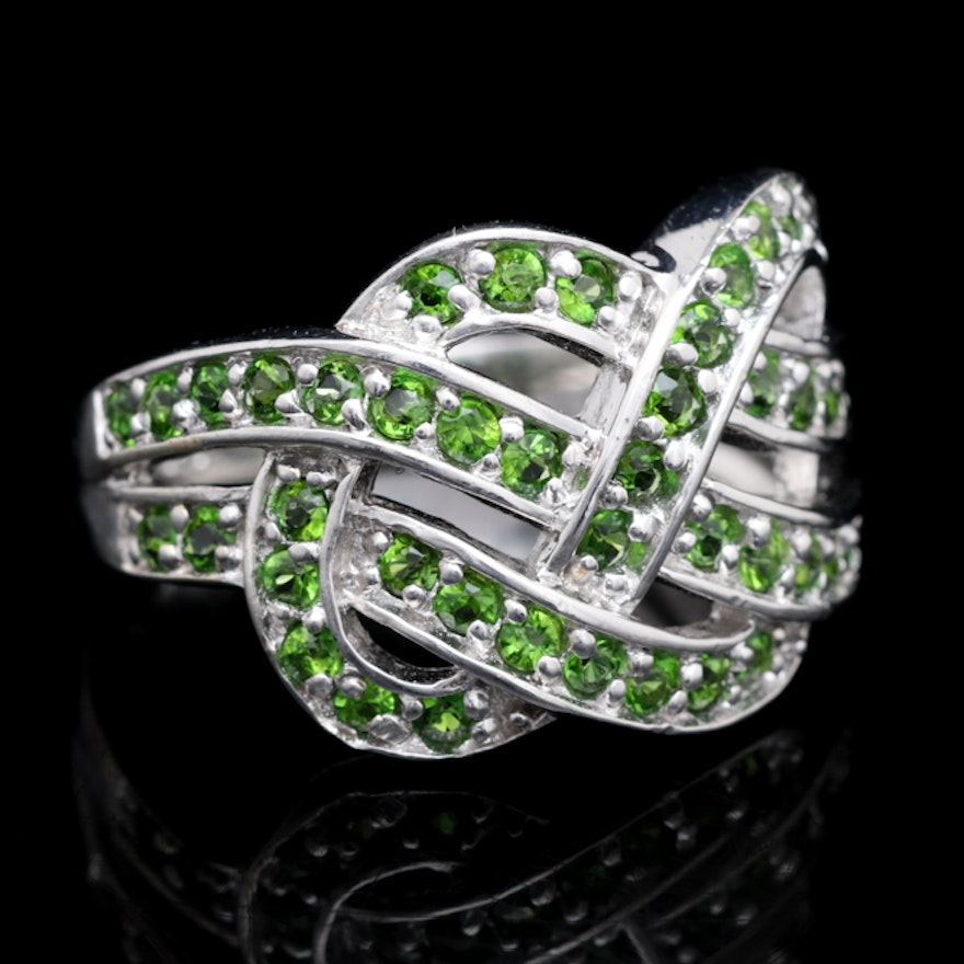 Sterling Silver and Chrome Diopside Ring