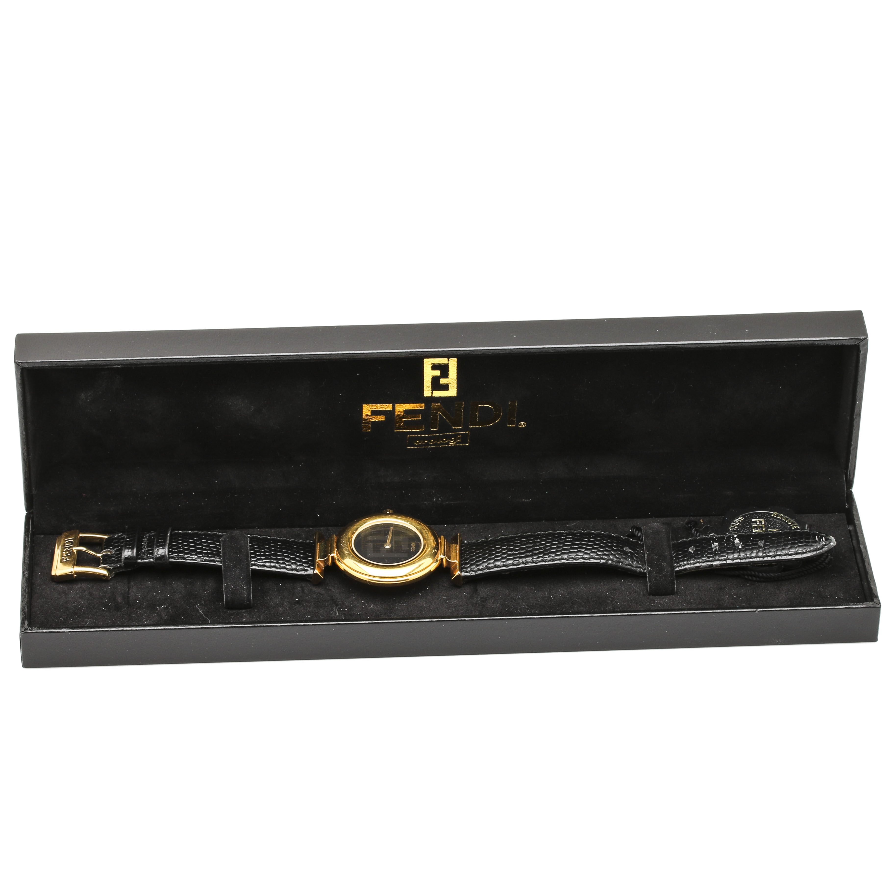 Fendi Gold Tone Leather Watch