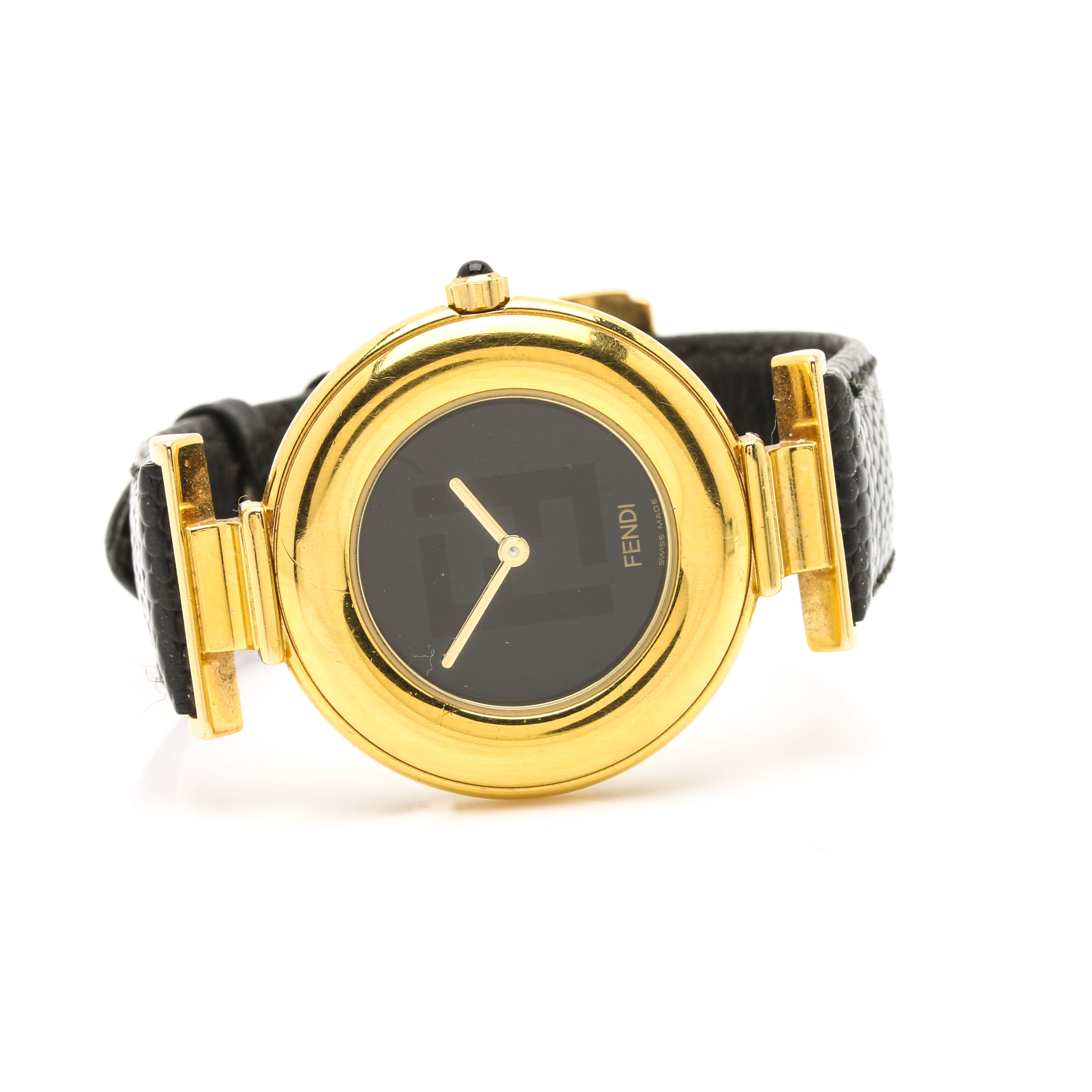 Fendi Gold Tone Leather Watch
