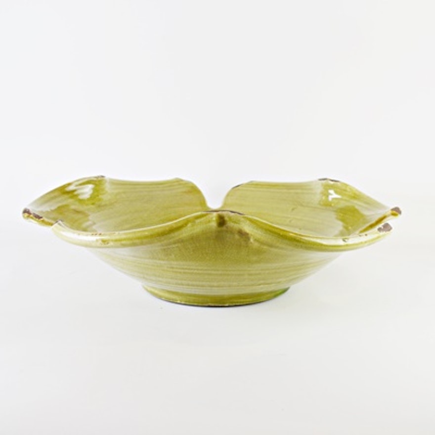 Thrown Art Pottery Floral Bowl