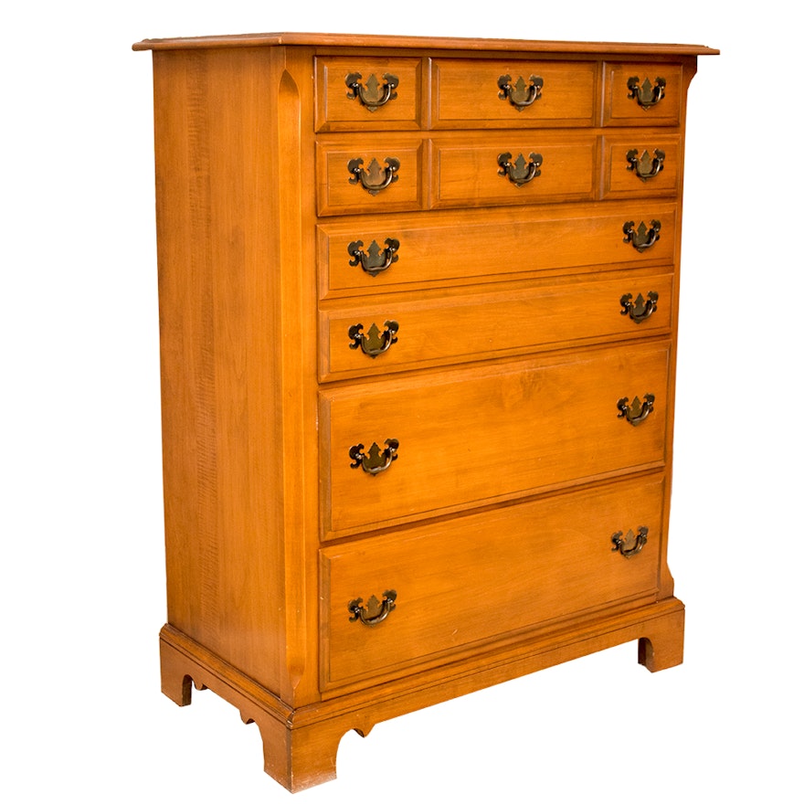 Chippendale Style High-Boy Dresser with Brass Drawer Pulls