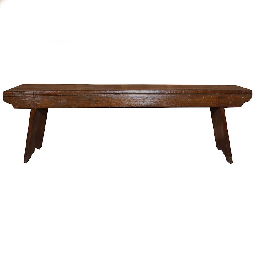 Antique Walnut Wooden Bench