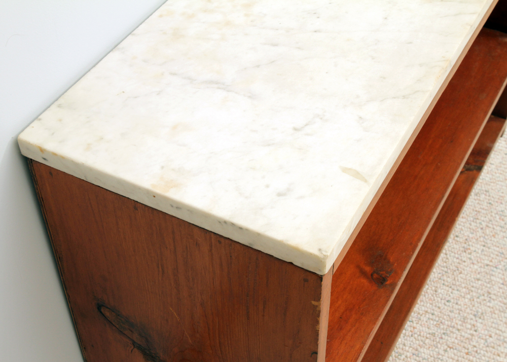 Mid Century Modern Marble Topped Wood Bookcase