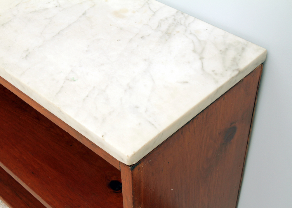 Mid Century Modern Marble Topped Wood Bookcase