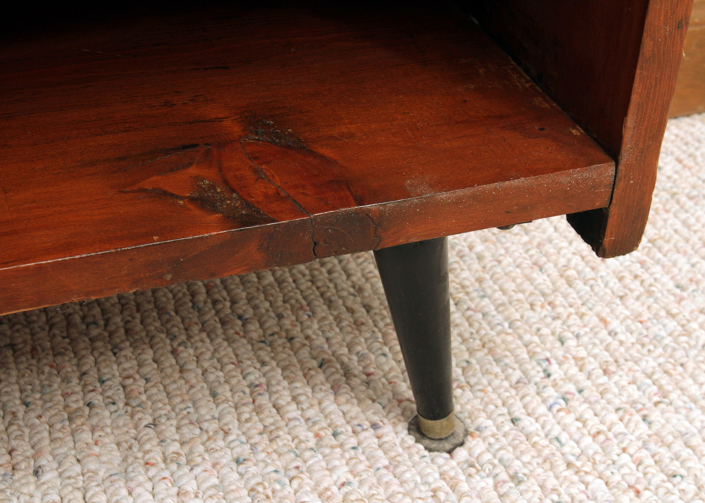 Mid Century Modern Marble Topped Wood Bookcase