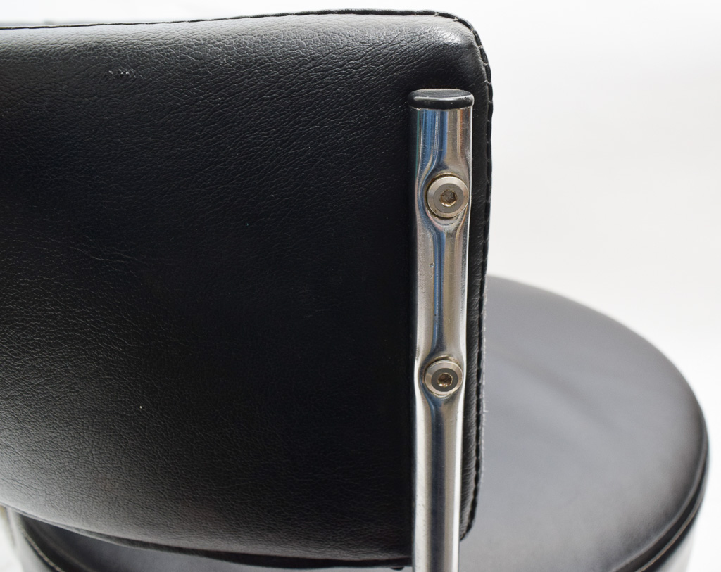 Mid Century Modern Chrome and Faux Leather Swivel Chair