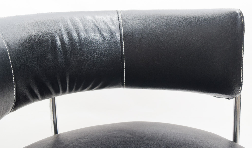 Mid Century Modern Chrome and Faux Leather Swivel Chair