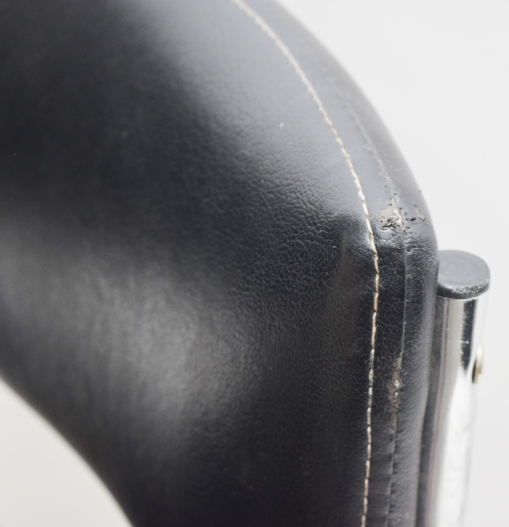 Mid Century Modern Chrome and Faux Leather Swivel Chair