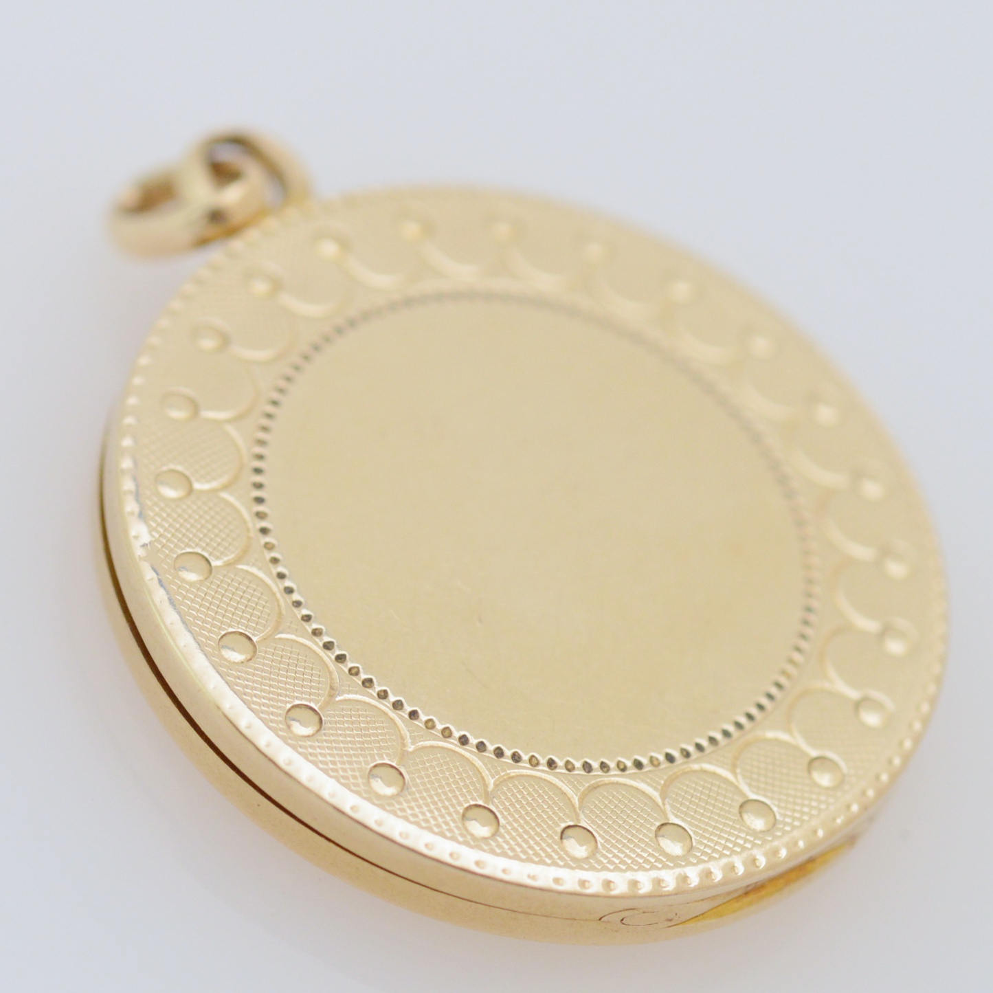 Vintage Engraved 14K Yellow Gold Locket with Diamond