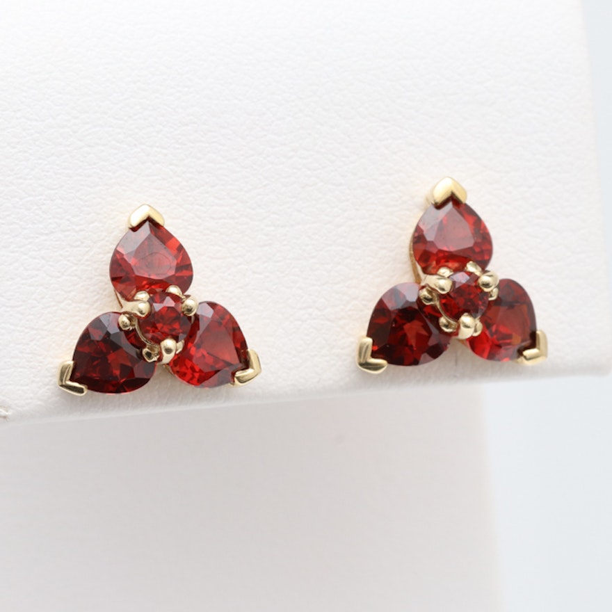 10K Yellow Gold and Garnet Earrings