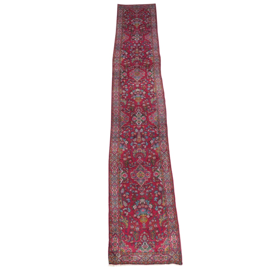 Hand-Knotted Persian Kerman Carpet Runner