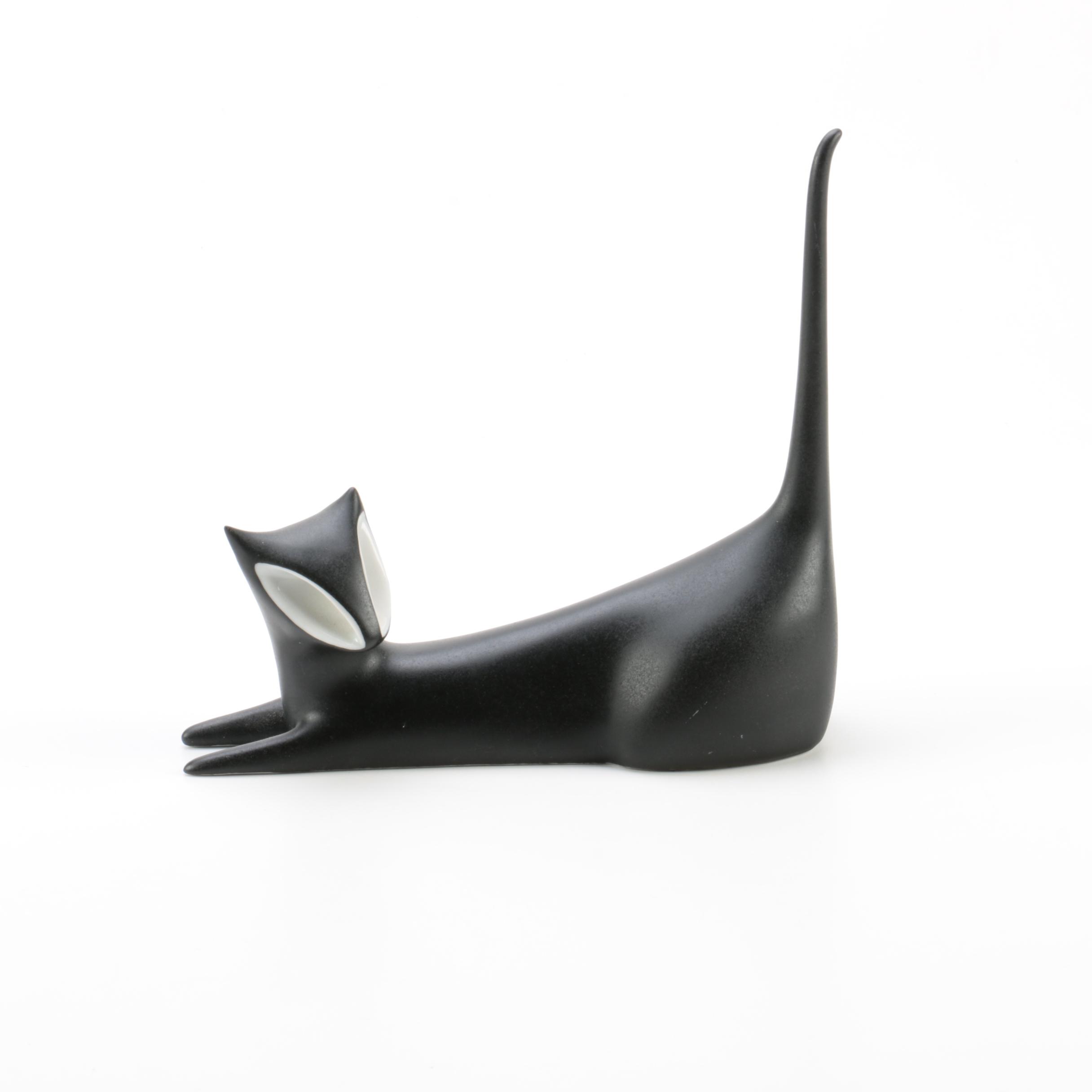 Royal Dux Bohemia Black Cat Figurine