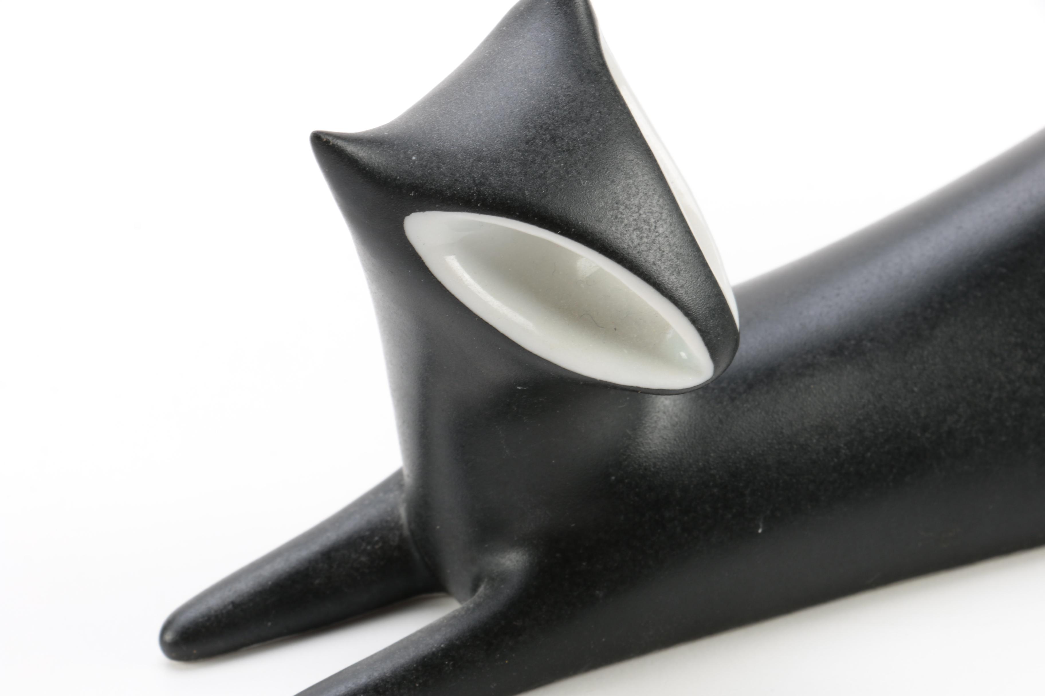 Royal Dux Bohemia Black Cat Figurine