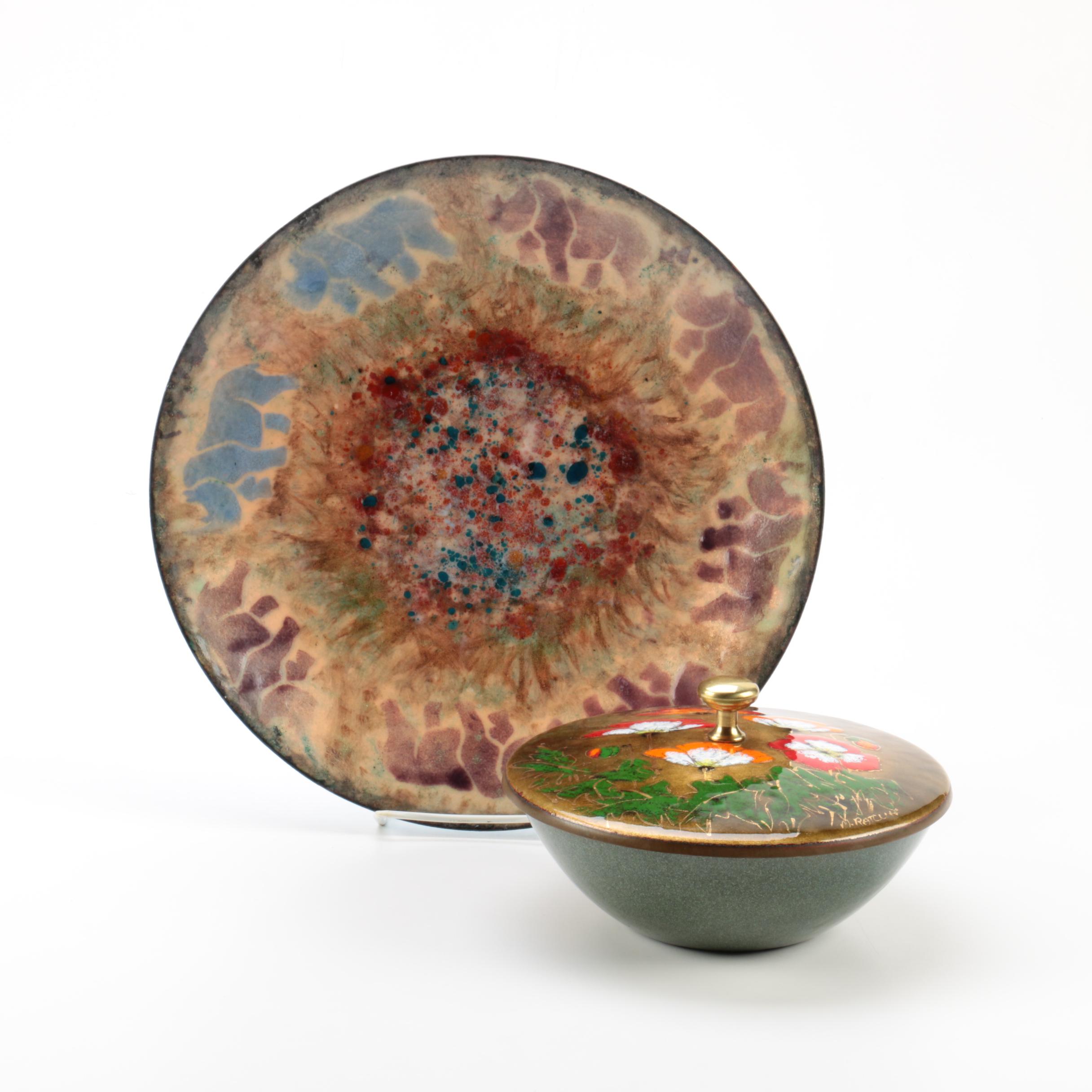 Enamel on Metal Bowl and Plate Featuring Ratcliff