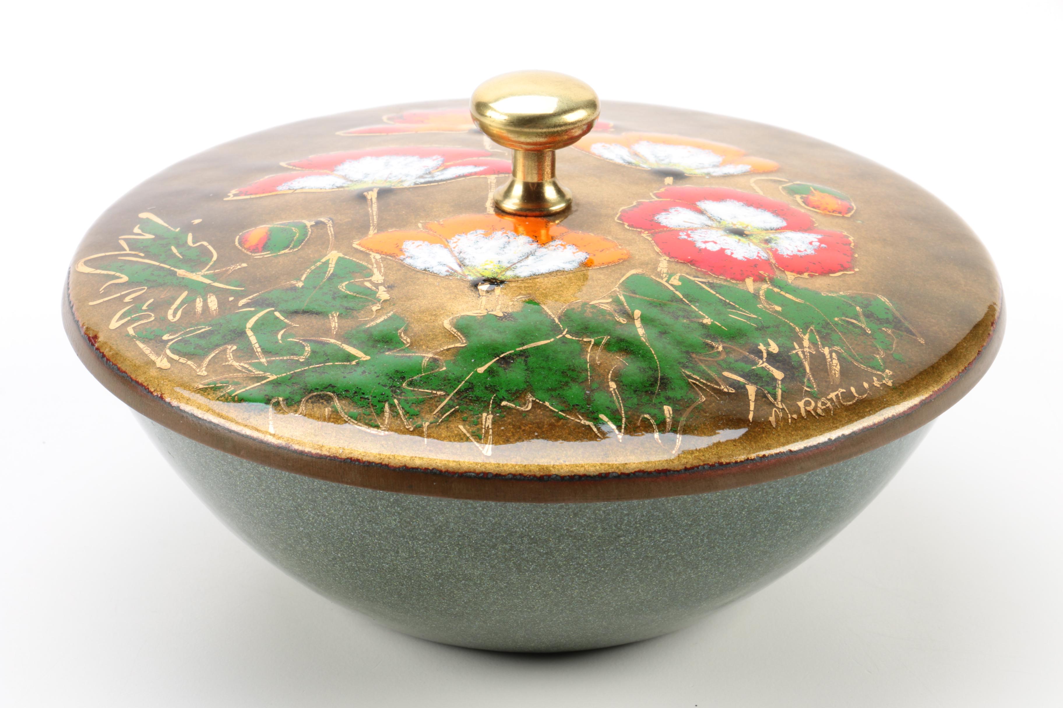 Enamel on Metal Bowl and Plate Featuring Ratcliff