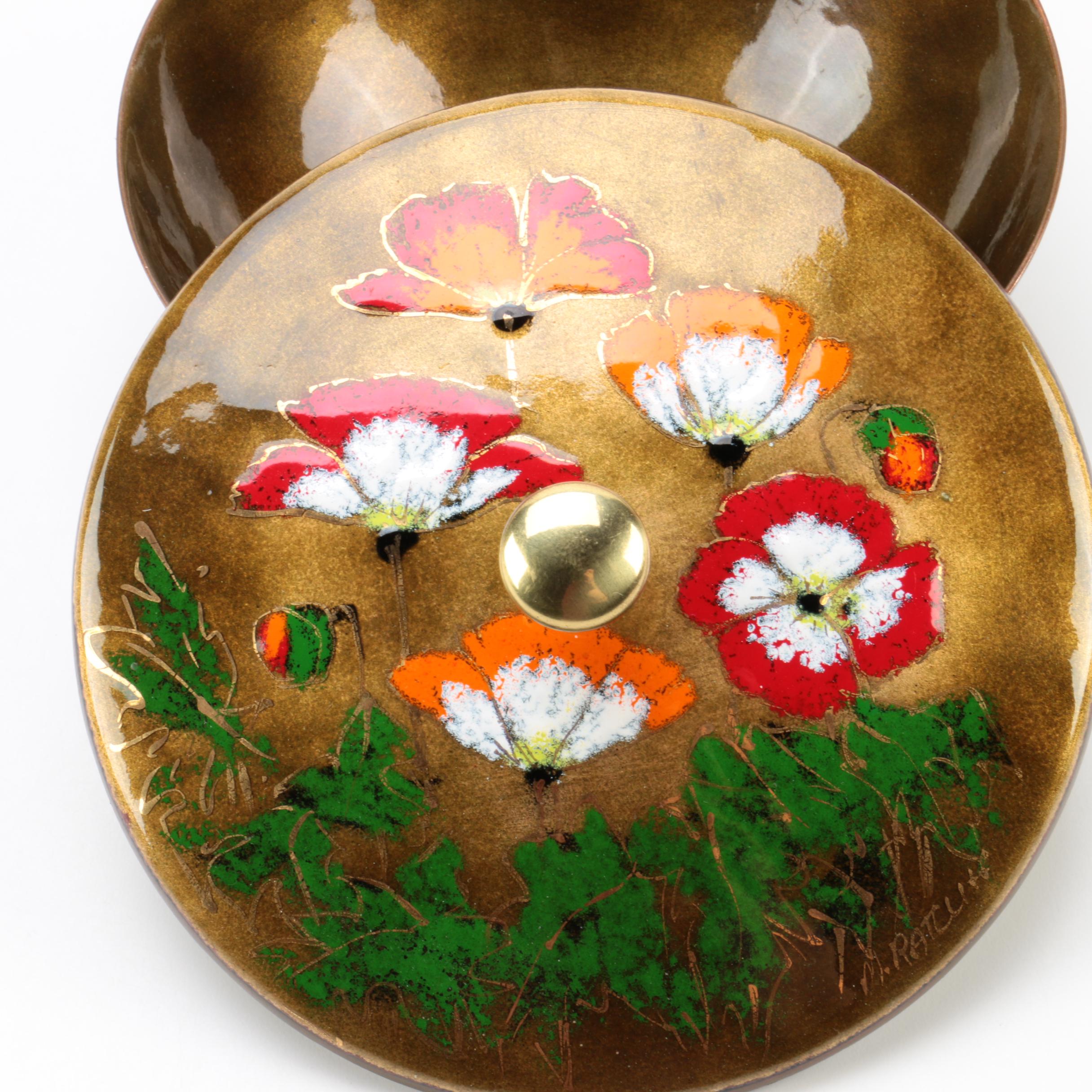 Enamel on Metal Bowl and Plate Featuring Ratcliff