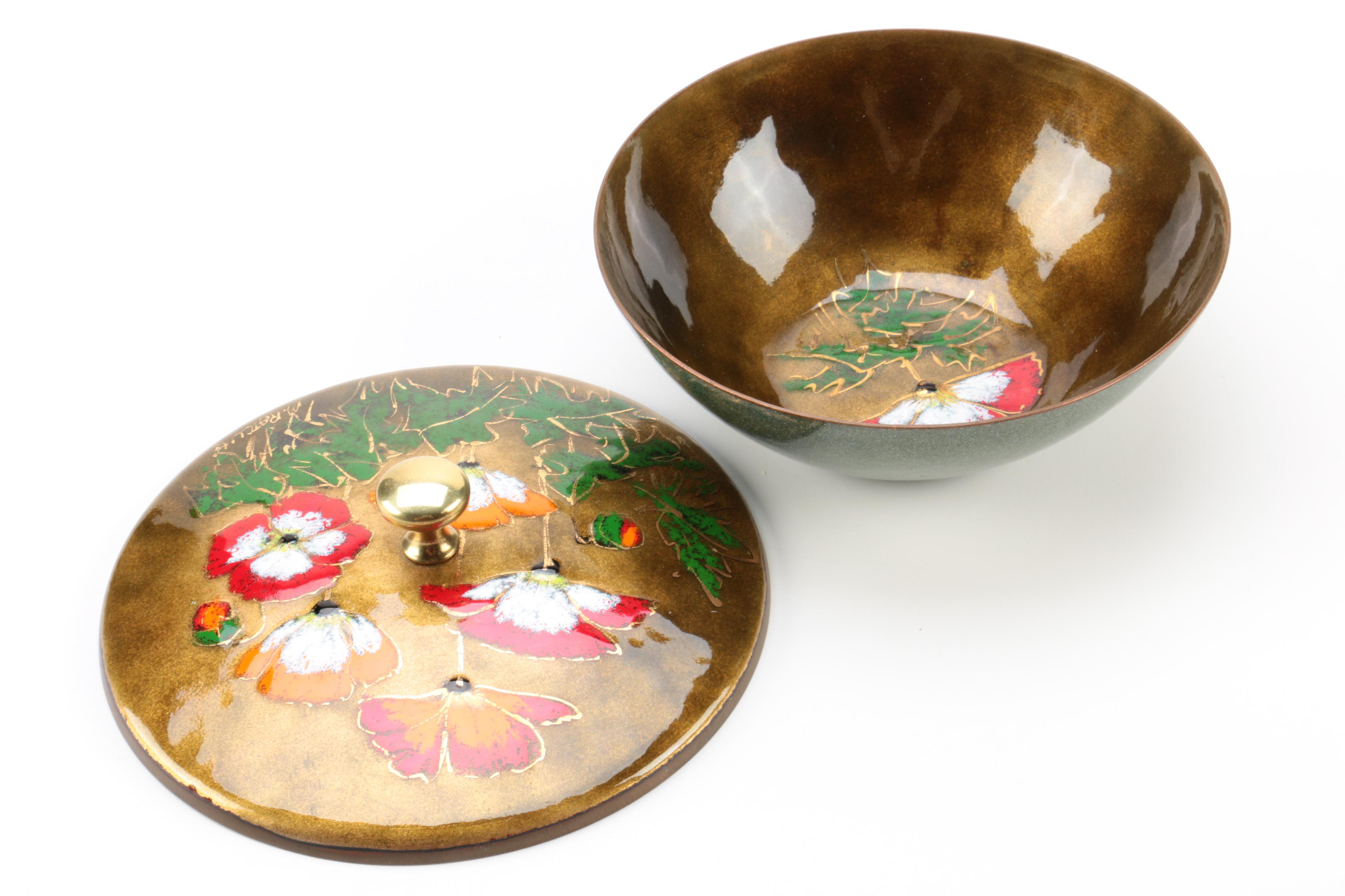 Enamel on Metal Bowl and Plate Featuring Ratcliff