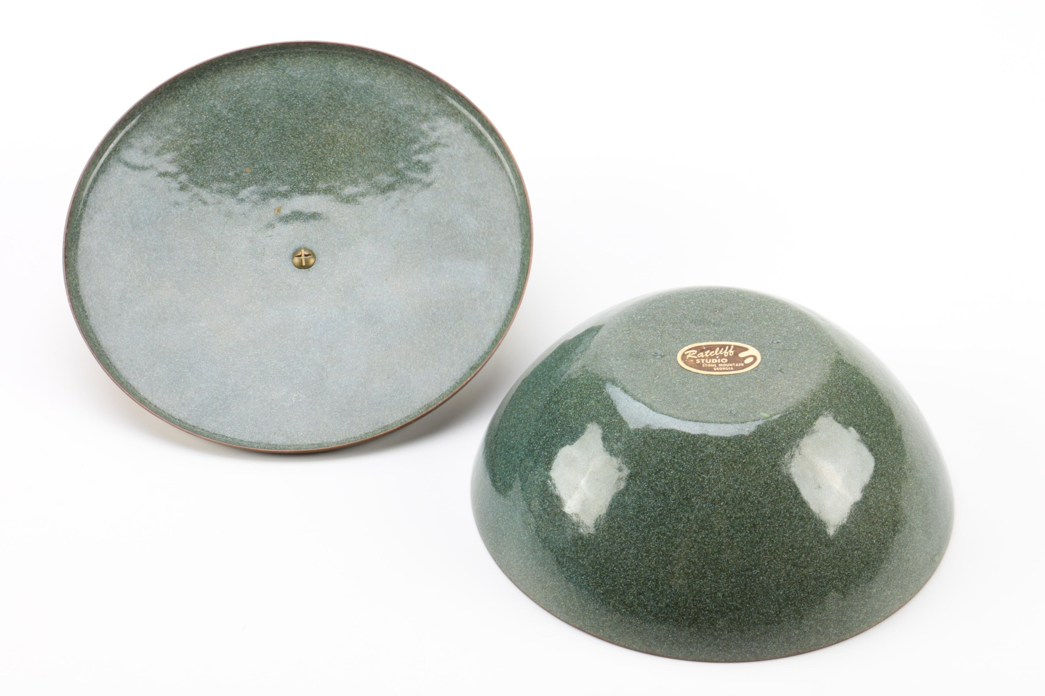 Enamel on Metal Bowl and Plate Featuring Ratcliff
