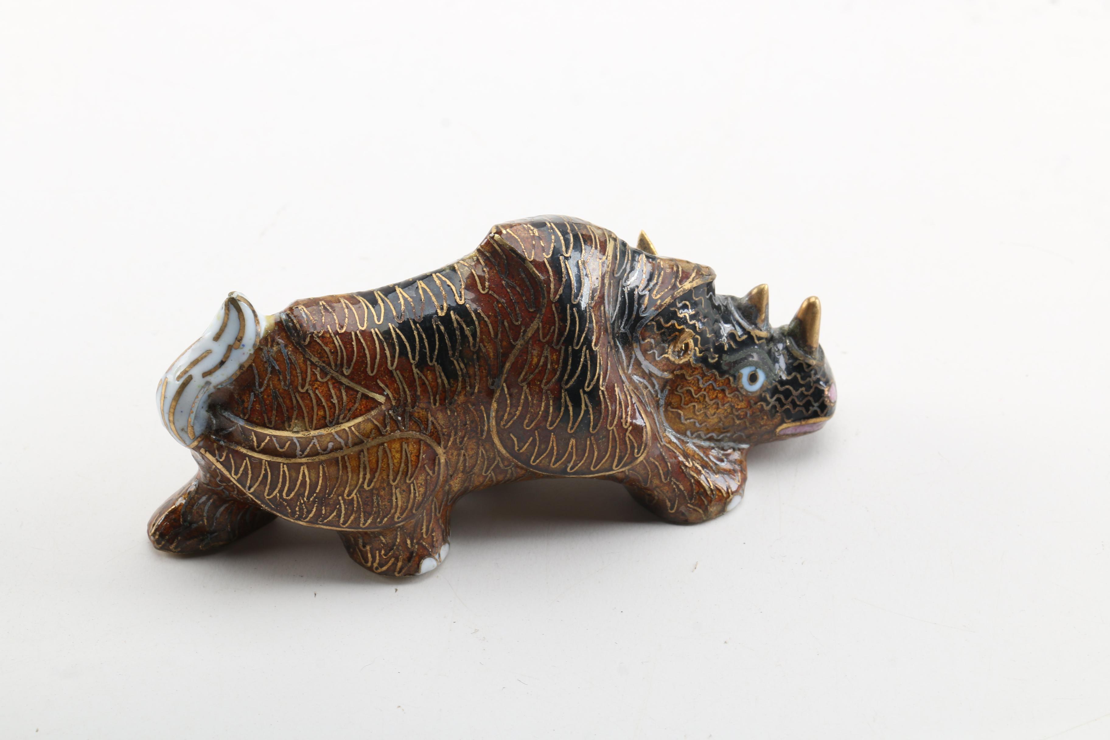 Brass Rhino Figurines
