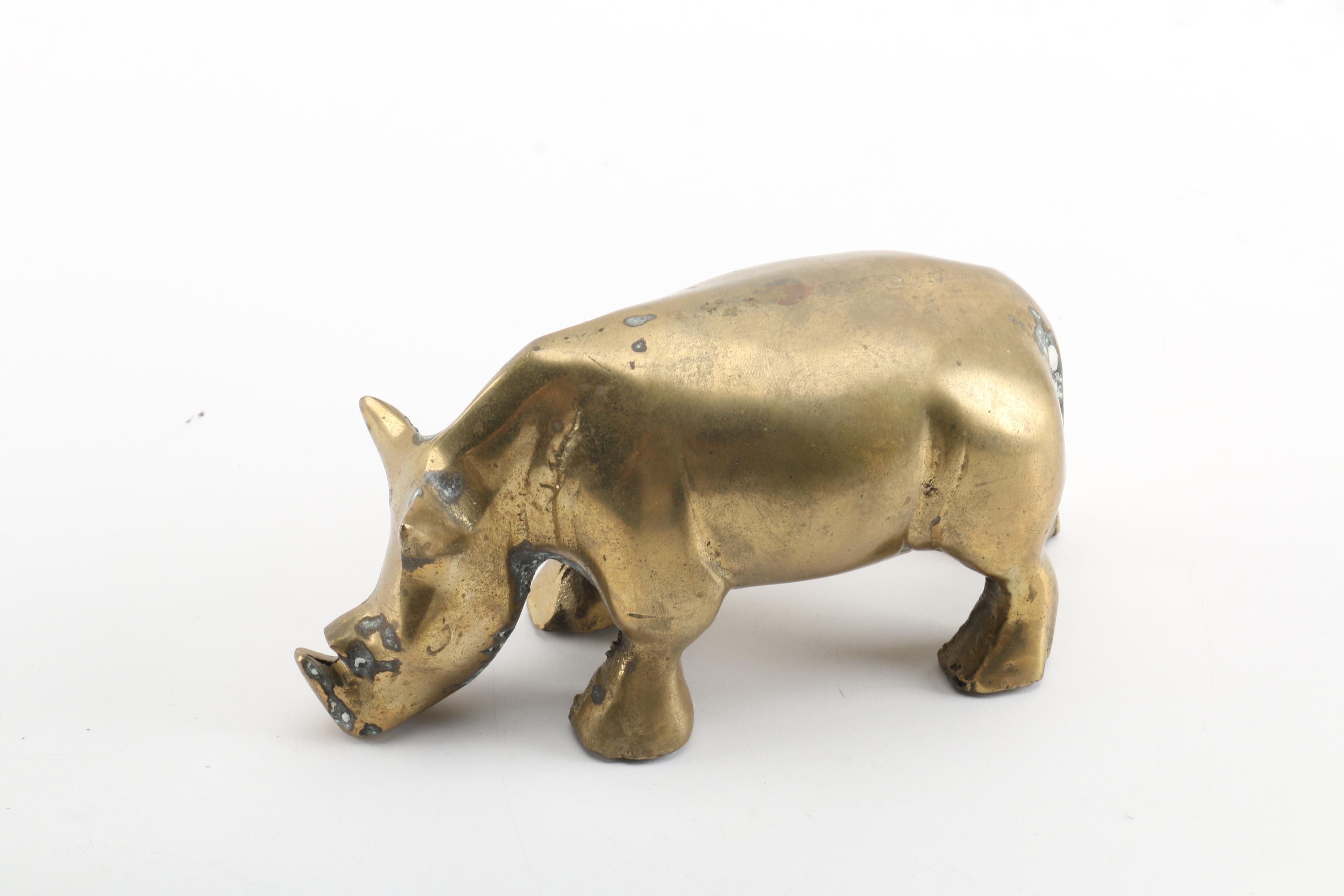 Brass Rhino Figurines