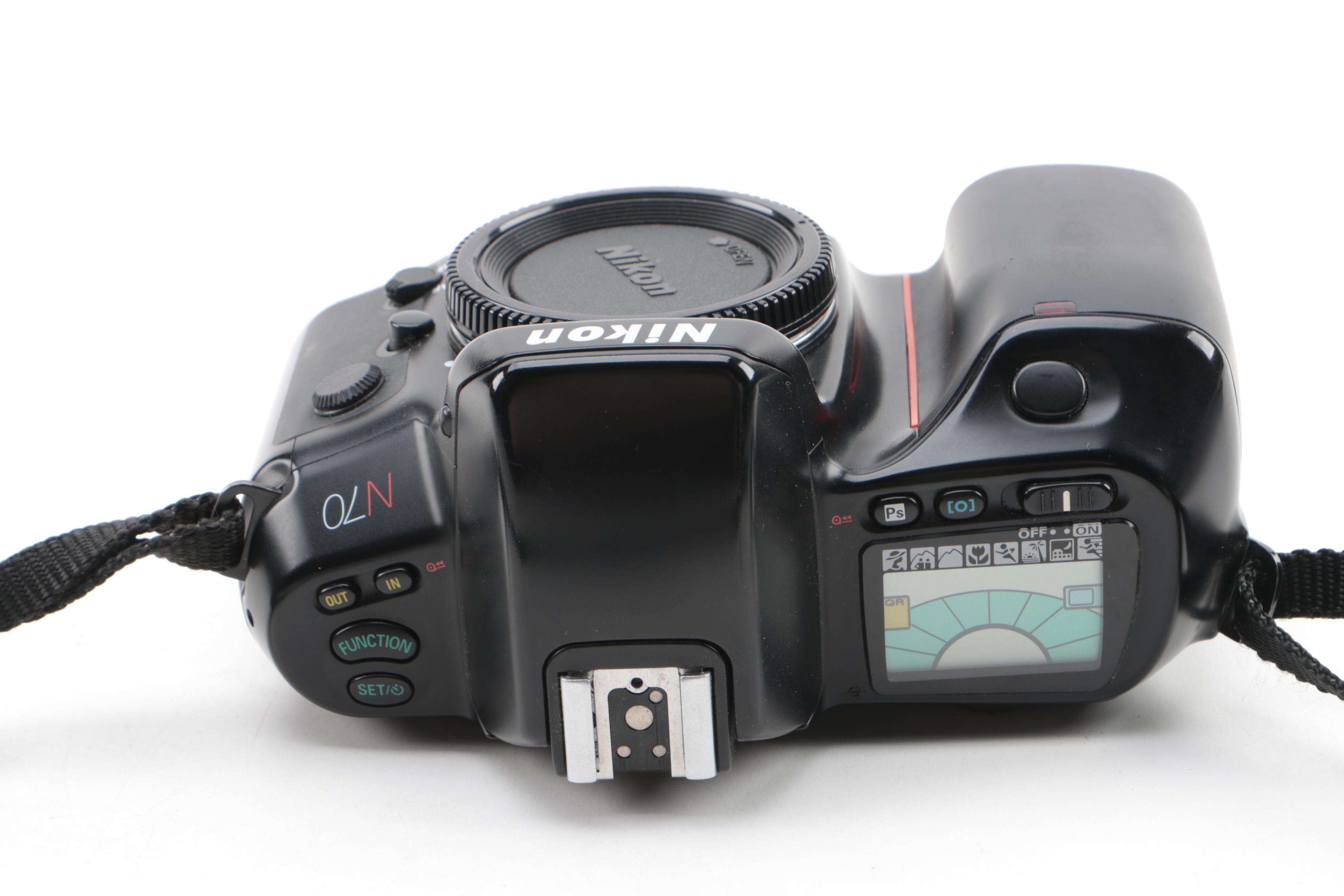 Nikon N70 Still Camera with Macro Speed Light and Cases