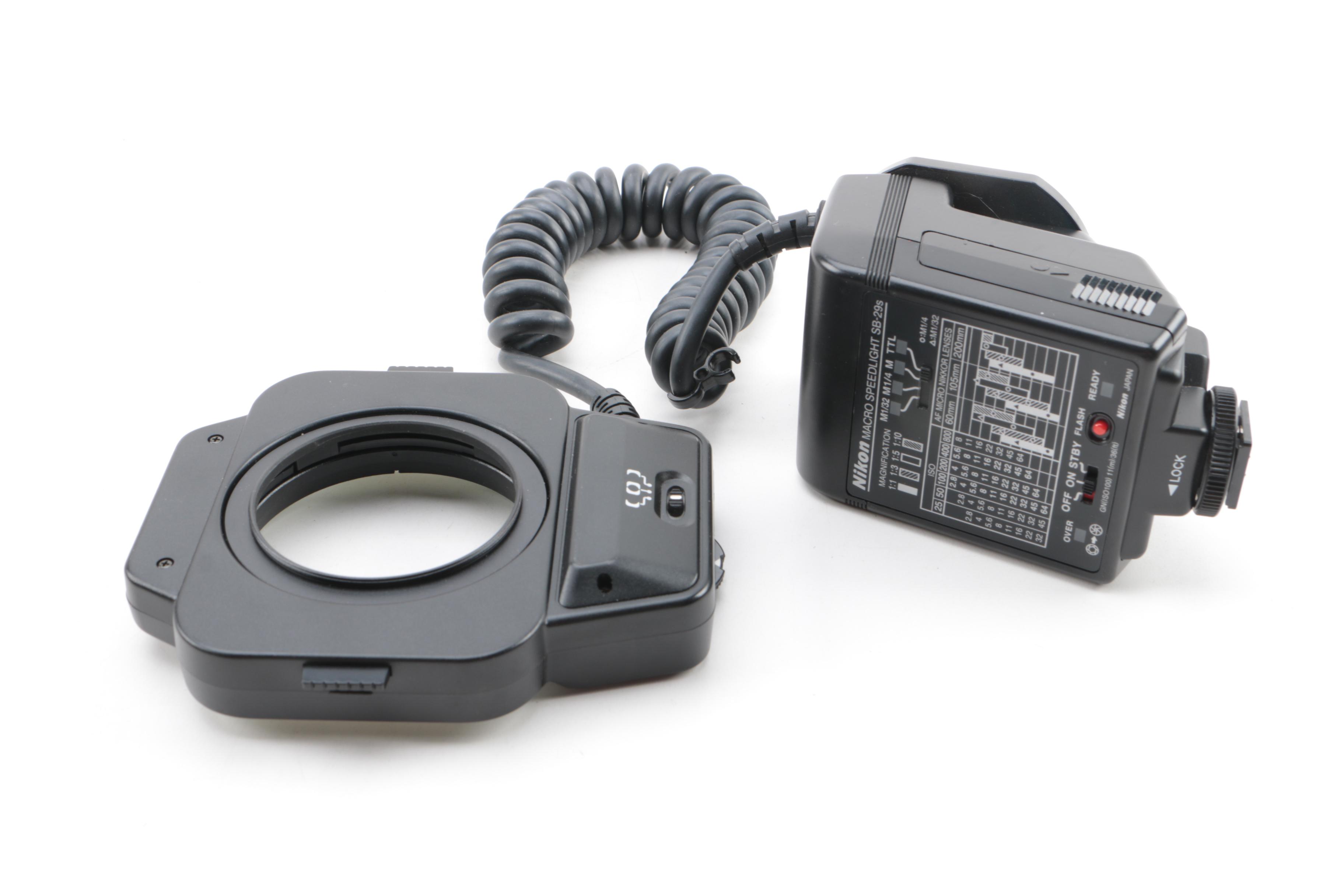 Nikon N70 Still Camera with Macro Speed Light and Cases