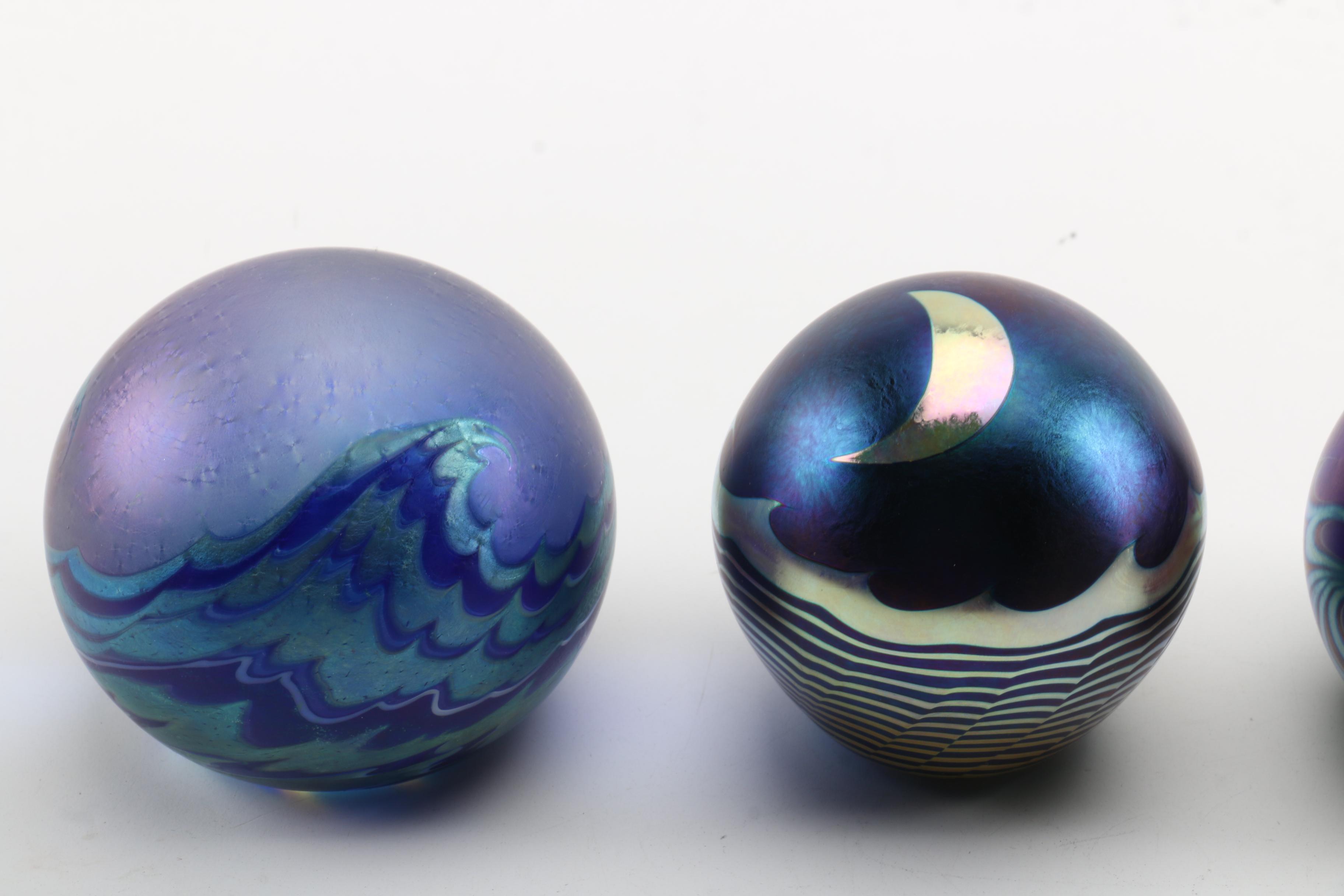 Vintage Lundberg Studios Paperweights Including "Starry Night"