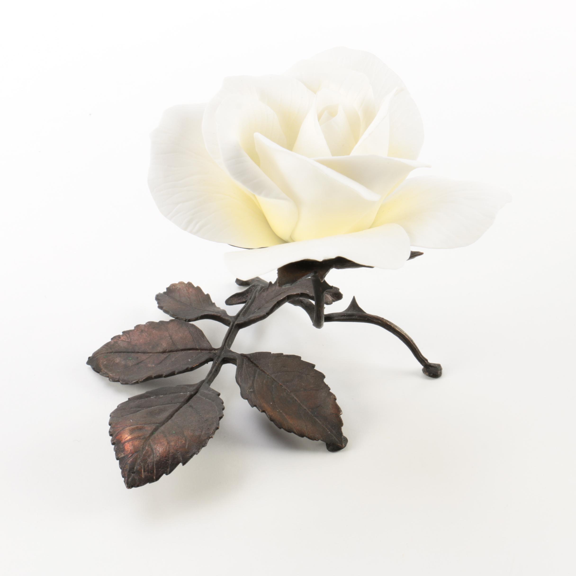 Boehm Porcelain Roses "White Masterpiece" and "Peace"