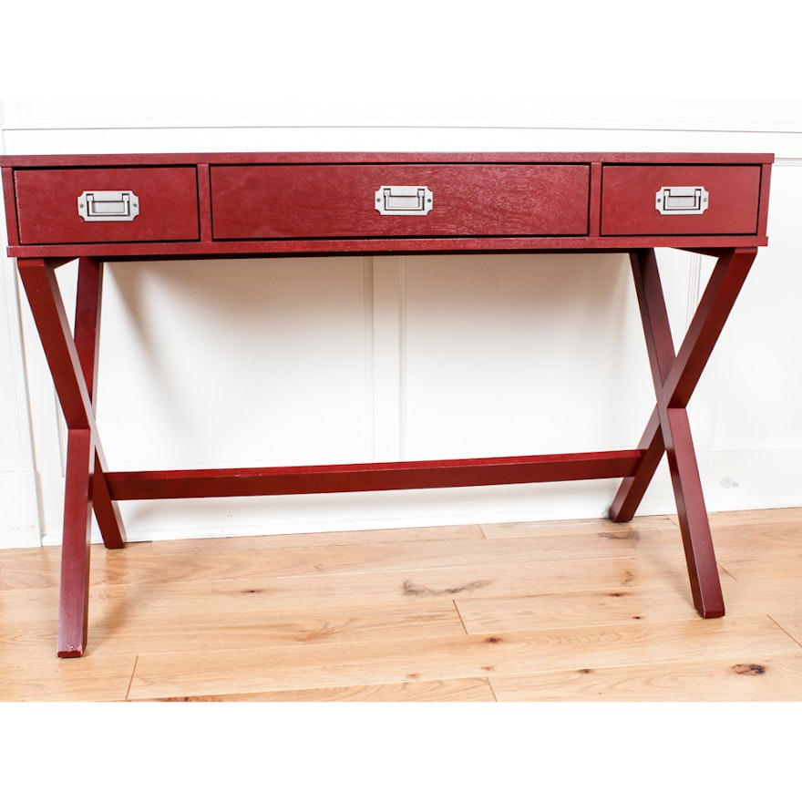 Contemporary Red Campaign Style Writing Desk