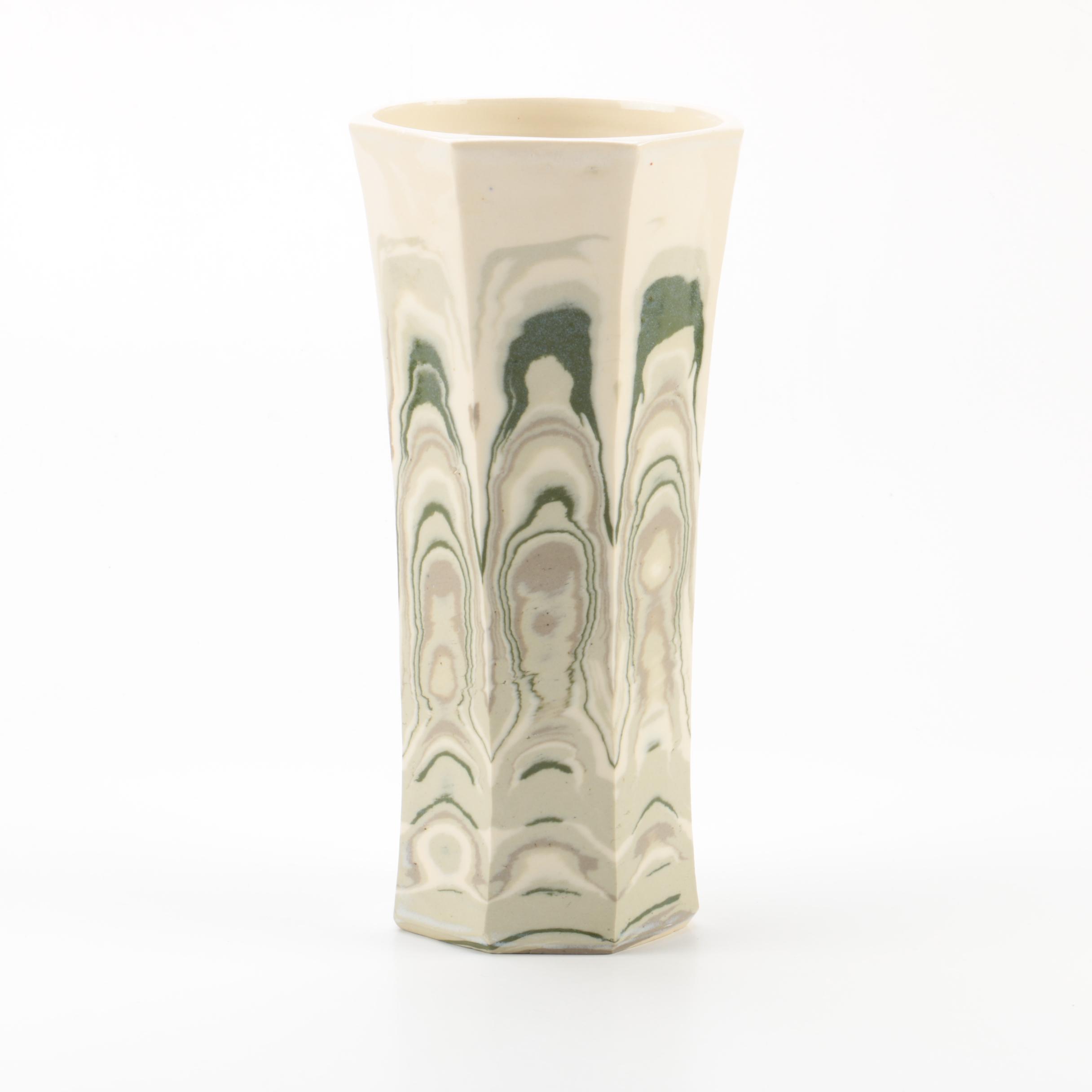 H. Shiyoshi Handbuilt Marbled Porcelain Vase