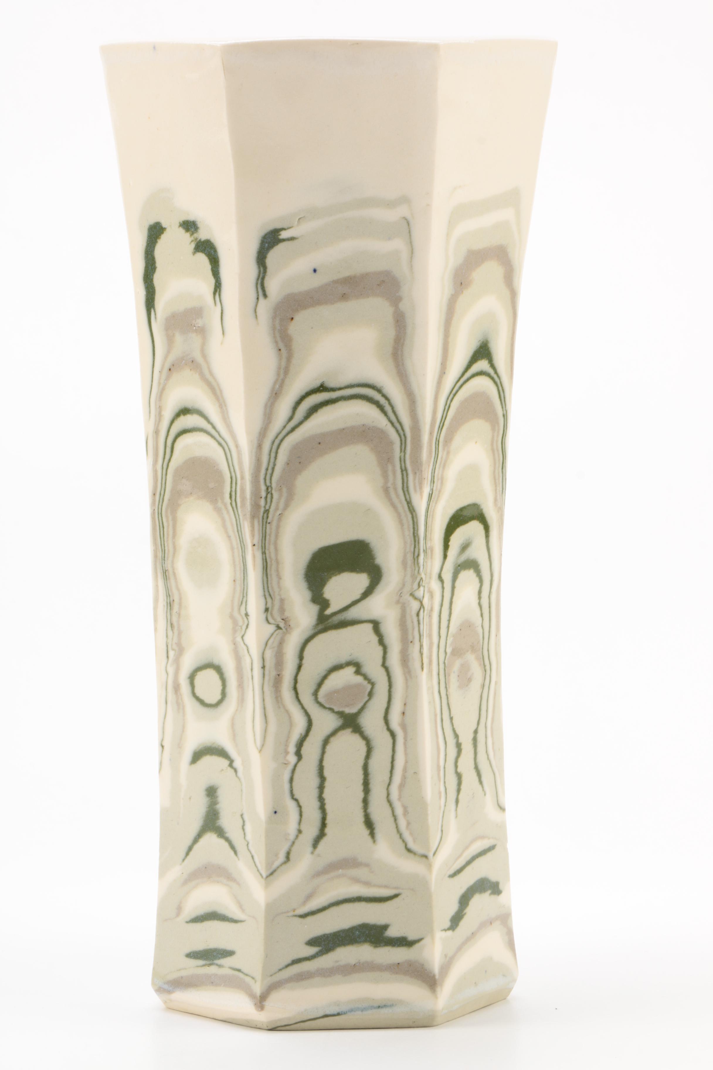 H. Shiyoshi Handbuilt Marbled Porcelain Vase